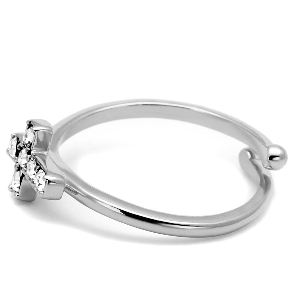 Rhodium Brass Ring with Top Grade Crystal  in Clear