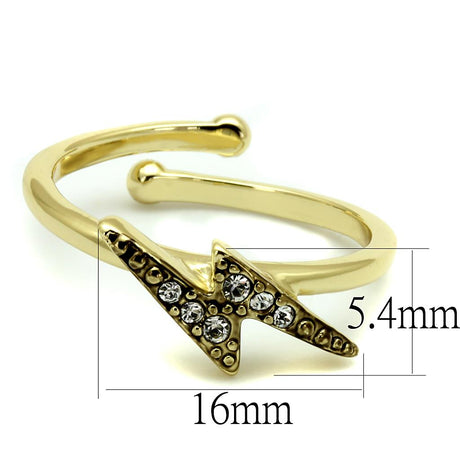 Flash Gold Brass Ring with Top Grade Crystal  in Clear