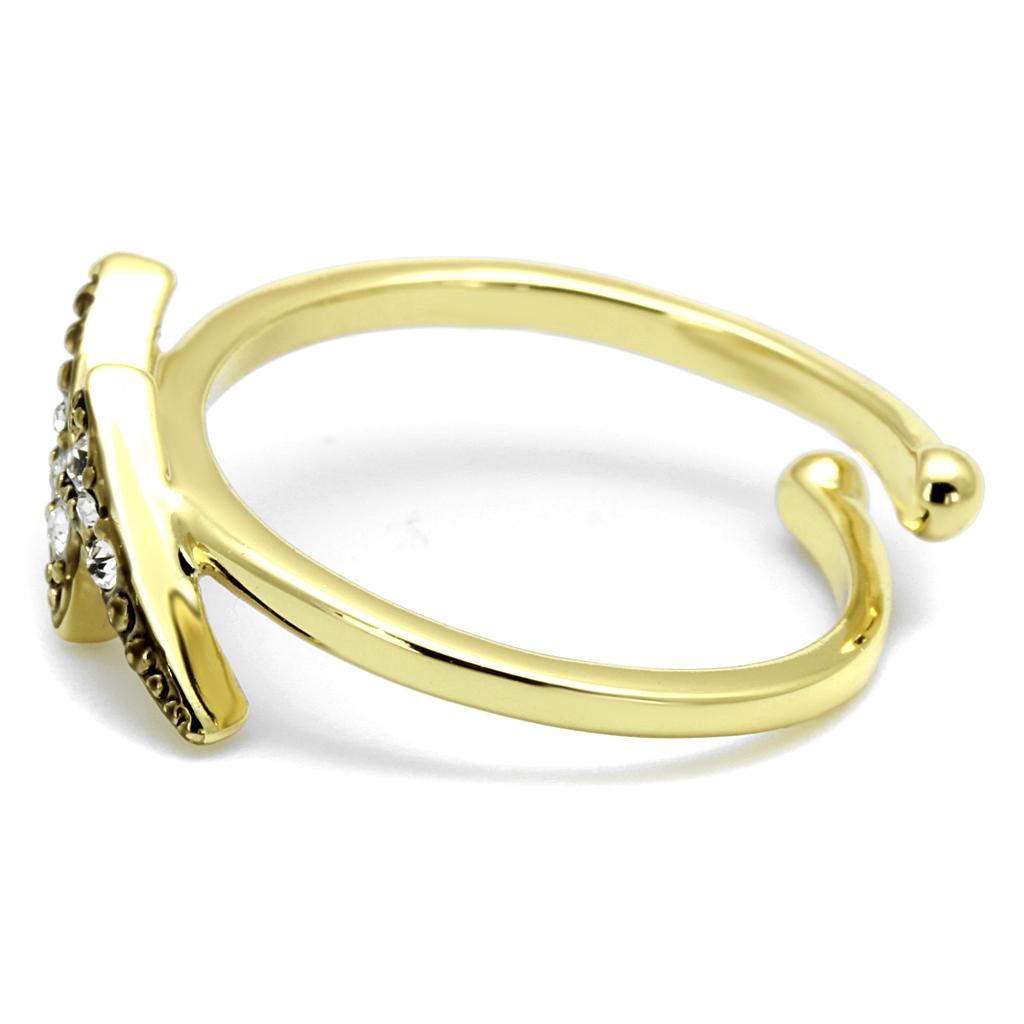 Flash Gold Brass Ring with Top Grade Crystal  in Clear