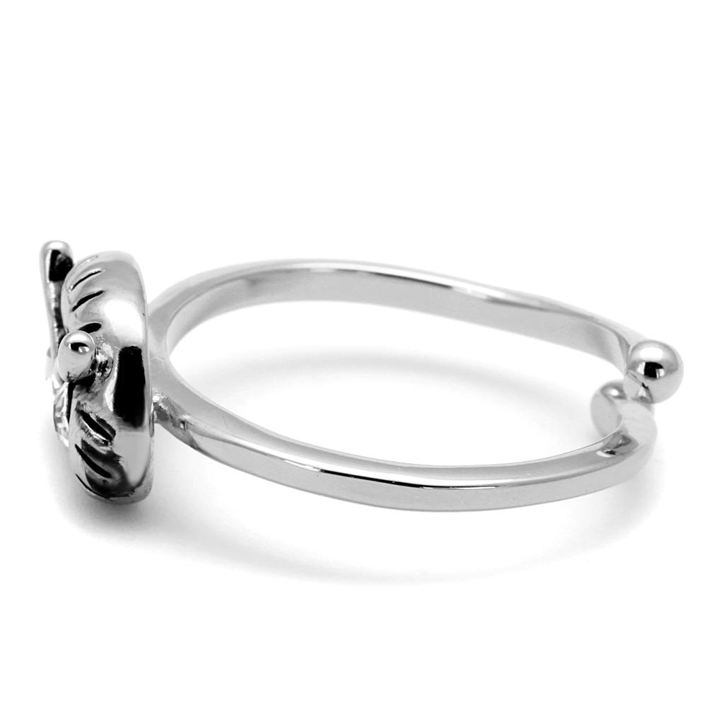 Rhodium Brass Ring with Top Grade Crystal  in Clear