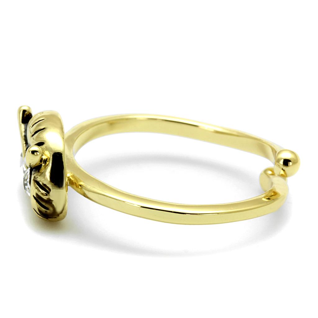 Flash Gold Brass Ring with Top Grade Crystal  in Clear