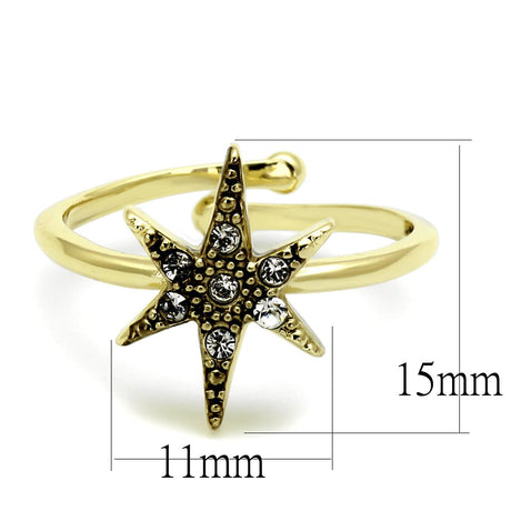 Flash Gold Brass Ring with Top Grade Crystal  in Clear