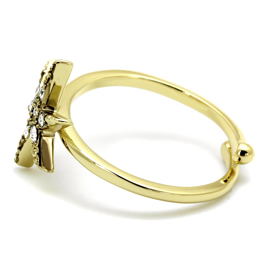 Flash Gold Brass Ring with Top Grade Crystal  in Clear