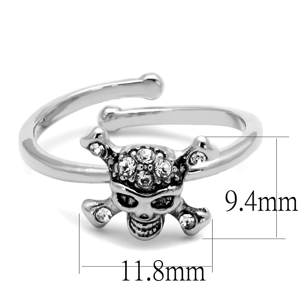 Rhodium Brass Ring with Top Grade Crystal  in Clear