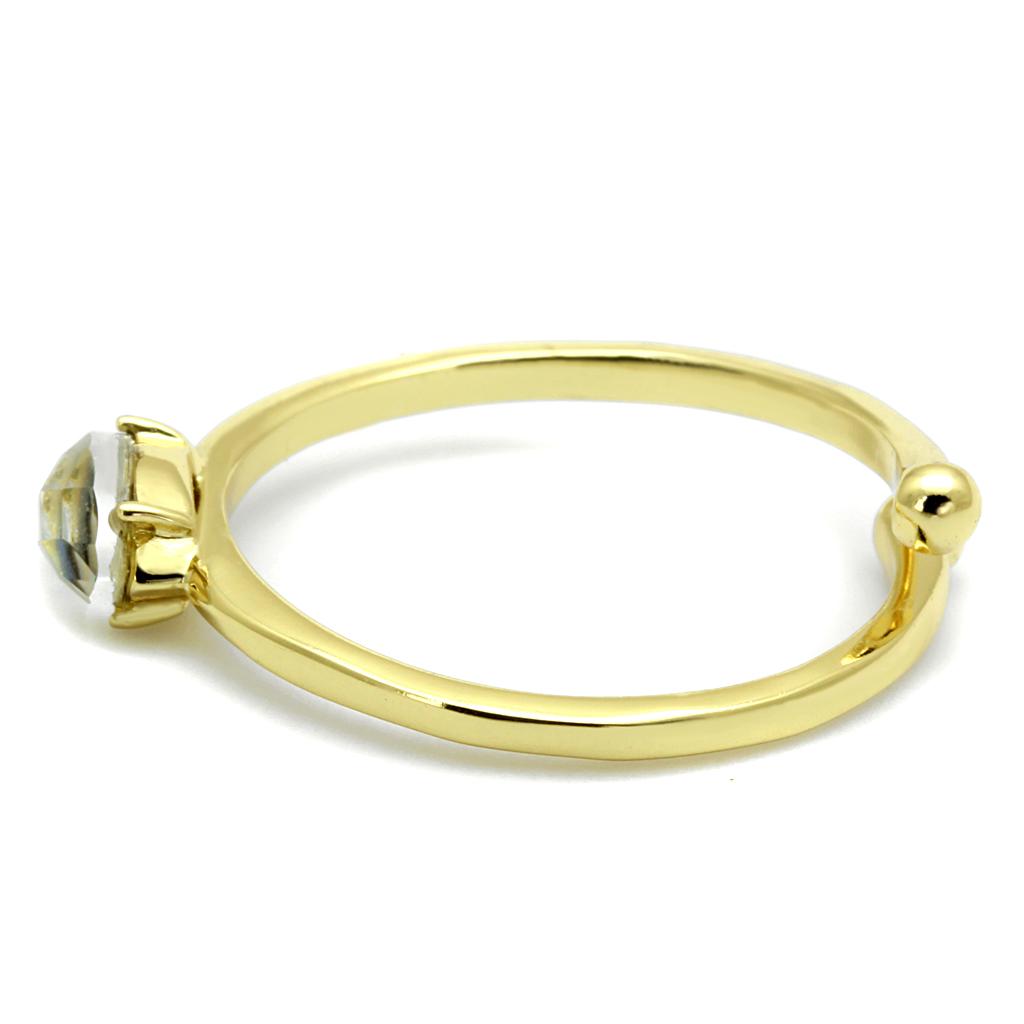 Flash Gold Brass Ring with Precious Stone Conch in Multi Color
