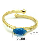 Flash Gold Brass Ring with Synthetic Cat Eye in Capri Blue