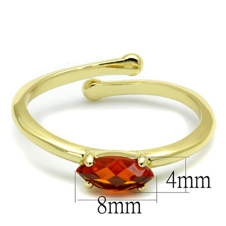 Flash Gold Brass Ring with AAA Grade CZ  in Orange