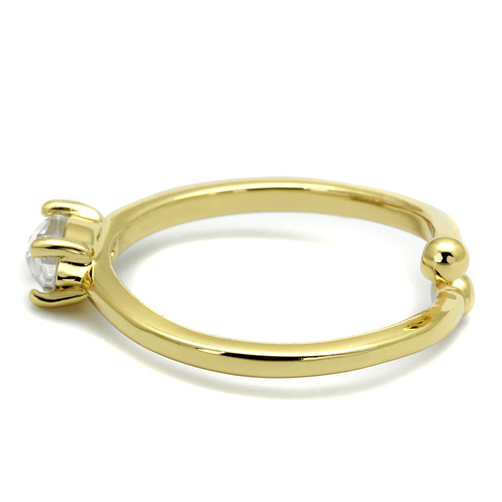 Flash Gold Brass Ring with AAA Grade CZ  in Clear