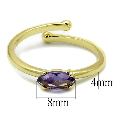 Flash Gold Brass Ring with AAA Grade CZ  in Amethyst