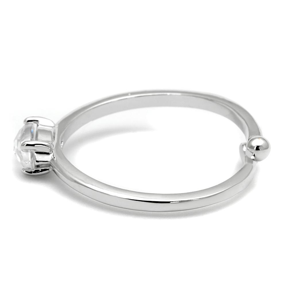Rhodium Brass Ring with AAA Grade CZ  in Clear