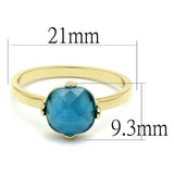 Flash Gold Brass Ring with Synthetic Cat Eye in Capri Blue
