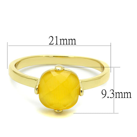 Flash Gold Brass Ring with Synthetic Cat Eye in Topaz