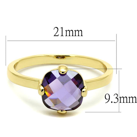 Flash Gold Brass Ring with AAA Grade CZ  in Amethyst