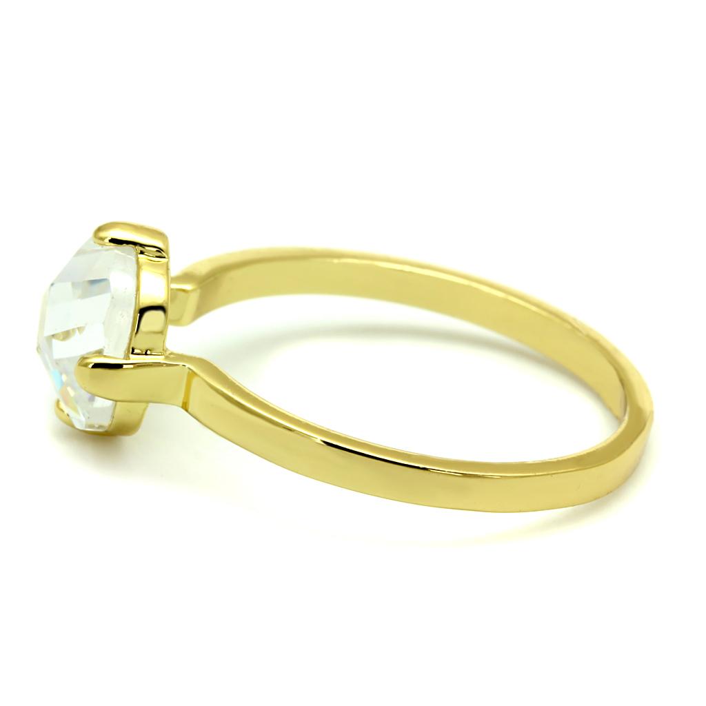 Flash Gold Brass Ring with AAA Grade CZ  in Clear