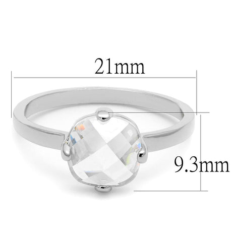 Rhodium Brass Ring with AAA Grade CZ  in Clear