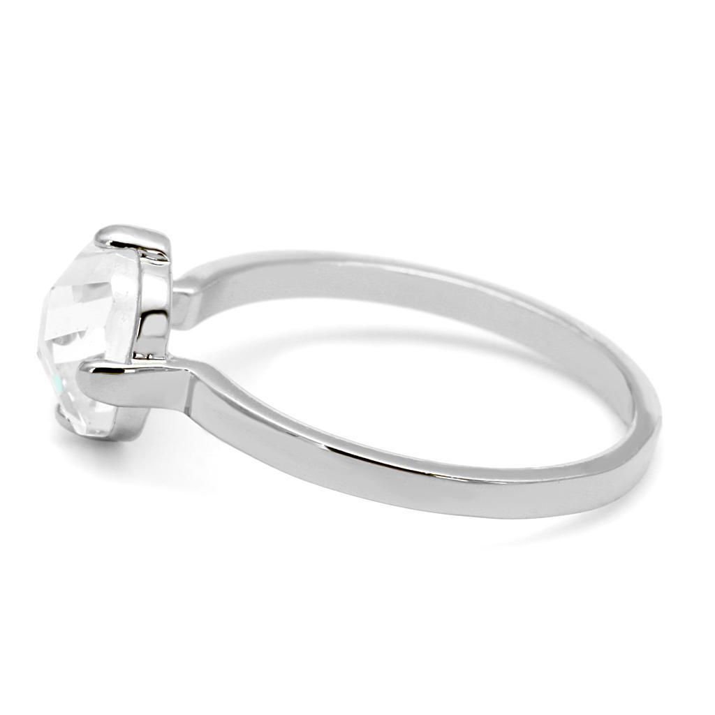 Rhodium Brass Ring with AAA Grade CZ  in Clear