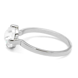 Rhodium Brass Ring with AAA Grade CZ  in Clear