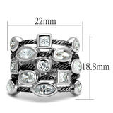 Rhodium Brass Ring with AAA Grade CZ  in Clear