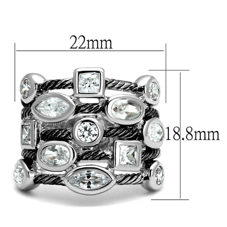 Rhodium Brass Ring with AAA Grade CZ  in Clear