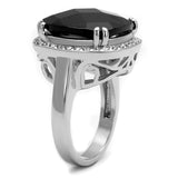 Rhodium Brass Ring with AAA Grade CZ  in Black Diamond