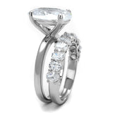 Rhodium Brass Ring with AAA Grade CZ  in Clear