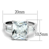 Rhodium Brass Ring with AAA Grade CZ  in Clear