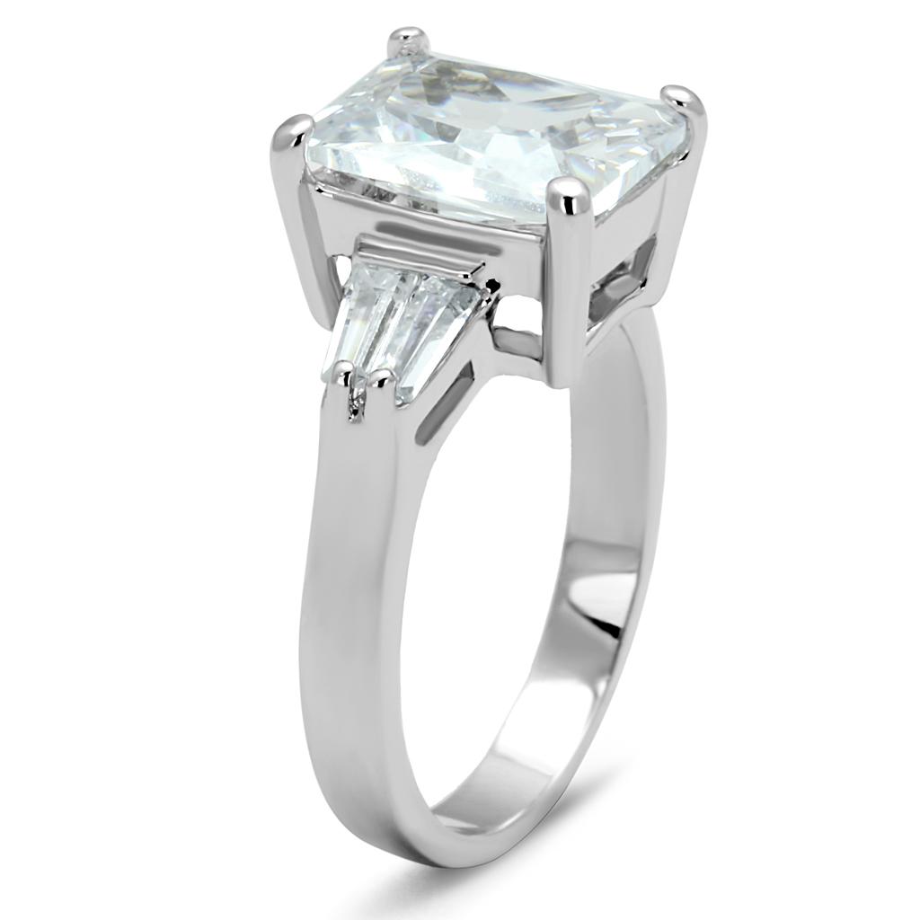 Rhodium Brass Ring with AAA Grade CZ  in Clear
