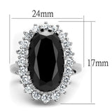 Rhodium Brass Ring with AAA Grade CZ  in Black Diamond