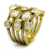 Gold Brass Ring with AAA Grade CZ  in Clear