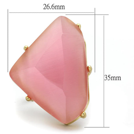 Gold & Brush Brass Ring with Synthetic Cat Eye in Rose