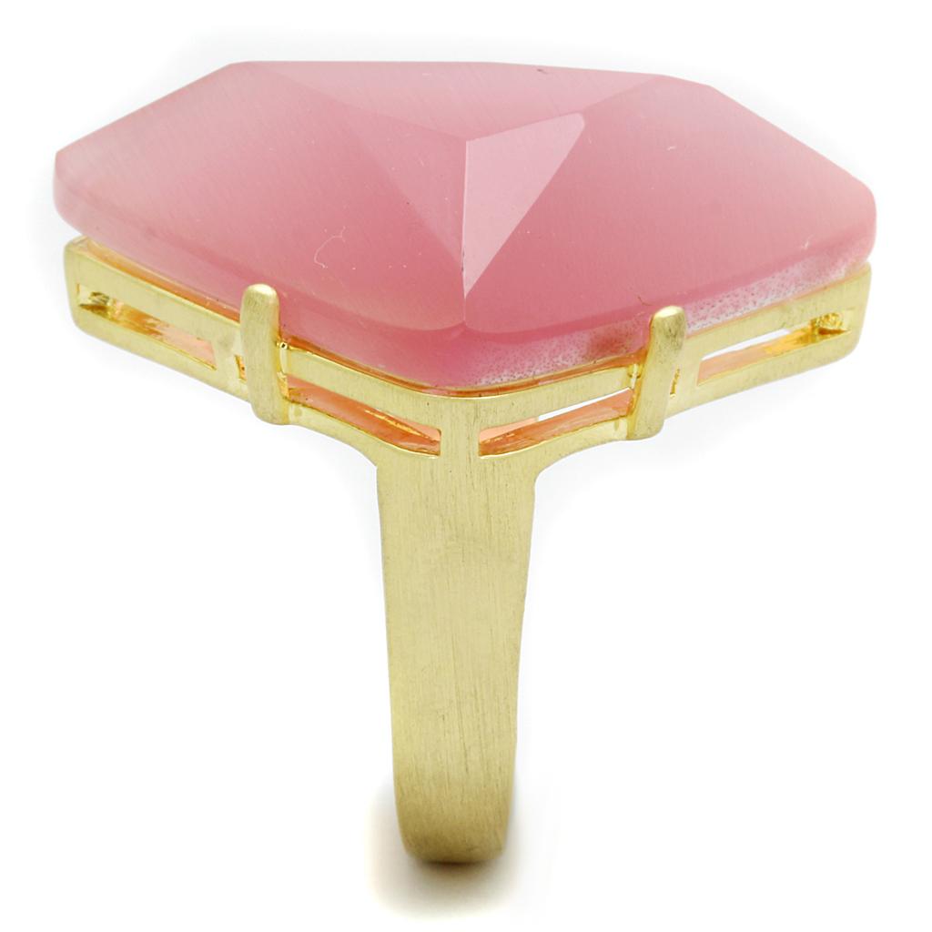 Gold & Brush Brass Ring with Synthetic Cat Eye in Rose