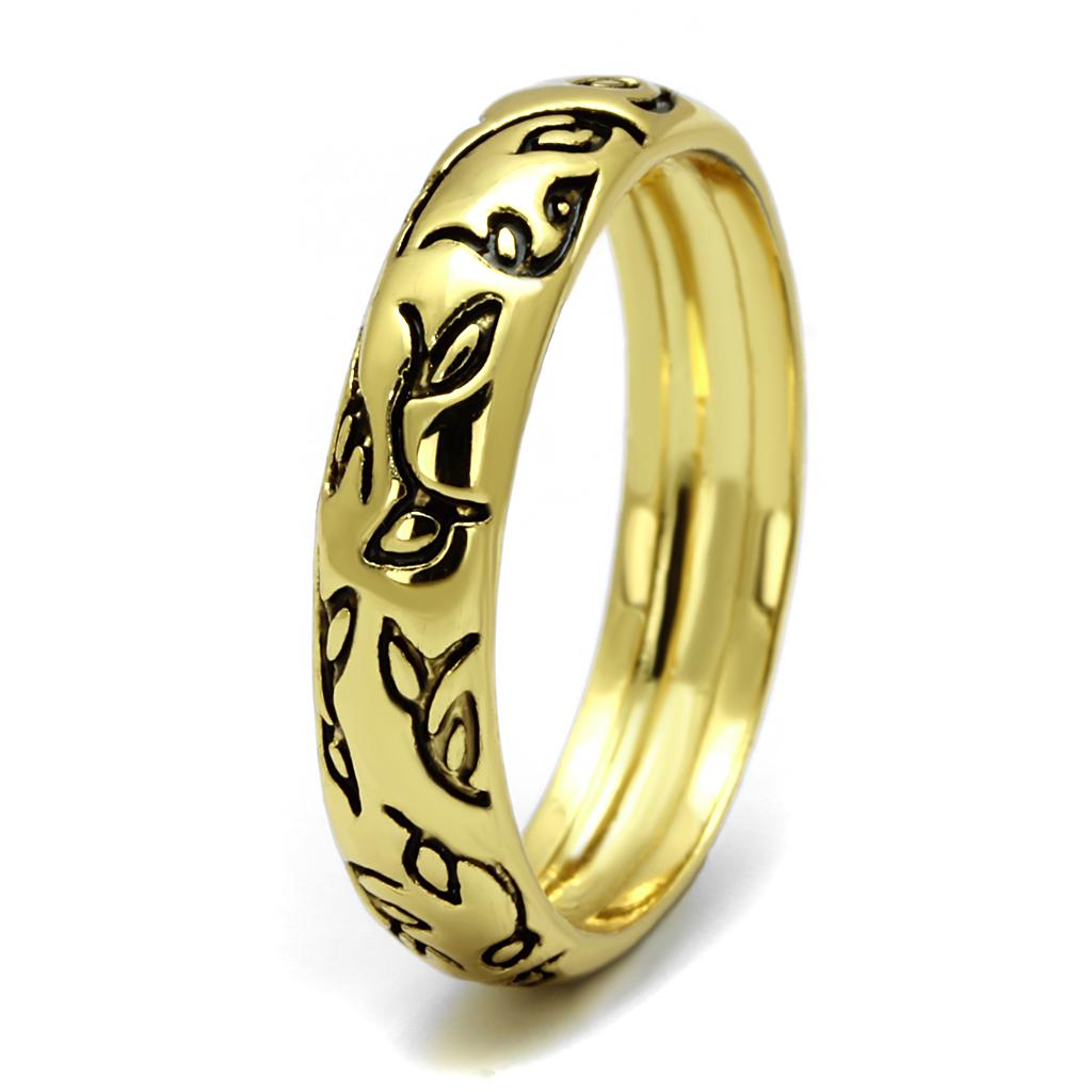 Gold Brass Ring with Epoxy  in Jet