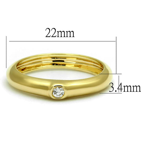 Gold Brass Ring with AAA Grade CZ  in Clear