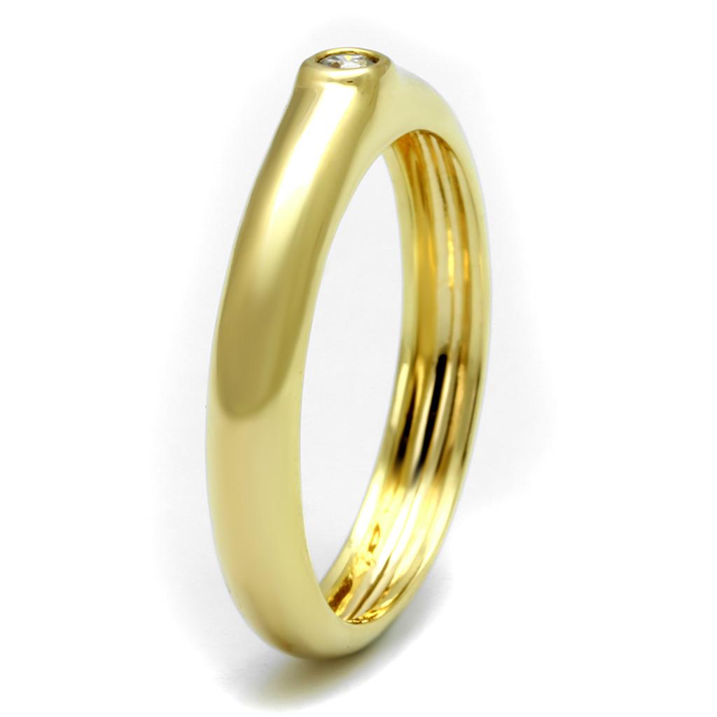 Gold Brass Ring with AAA Grade CZ  in Clear