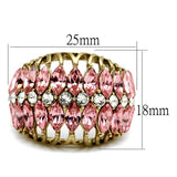 IP Gold(Ion Plating) Brass Ring with Top Grade Crystal  in Rose