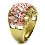 IP Gold(Ion Plating) Brass Ring with Top Grade Crystal  in Rose