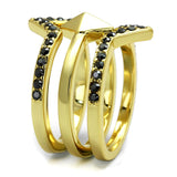 Gold Brass Ring with Top Grade Crystal  in Hematite