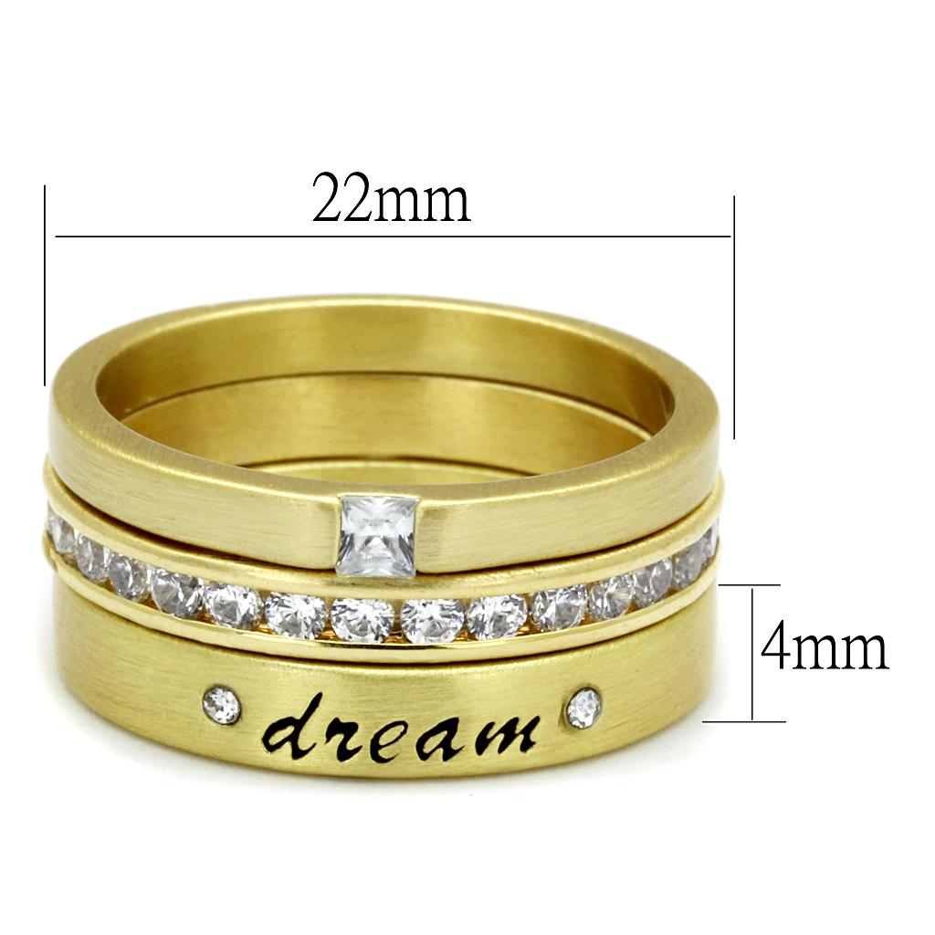 Gold Brass Ring with AAA Grade CZ  in Clear