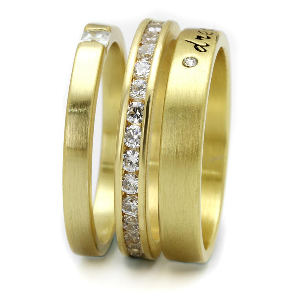 Gold Brass Ring with AAA Grade CZ  in Clear