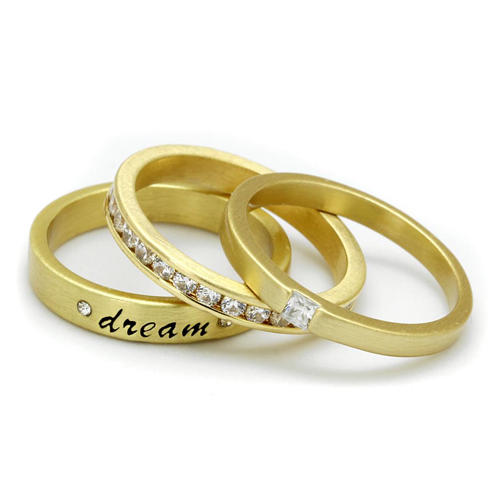 Gold Brass Ring with AAA Grade CZ  in Clear