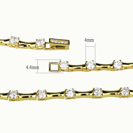 Gold Brass Necklace with AAA Grade CZ  in Clear