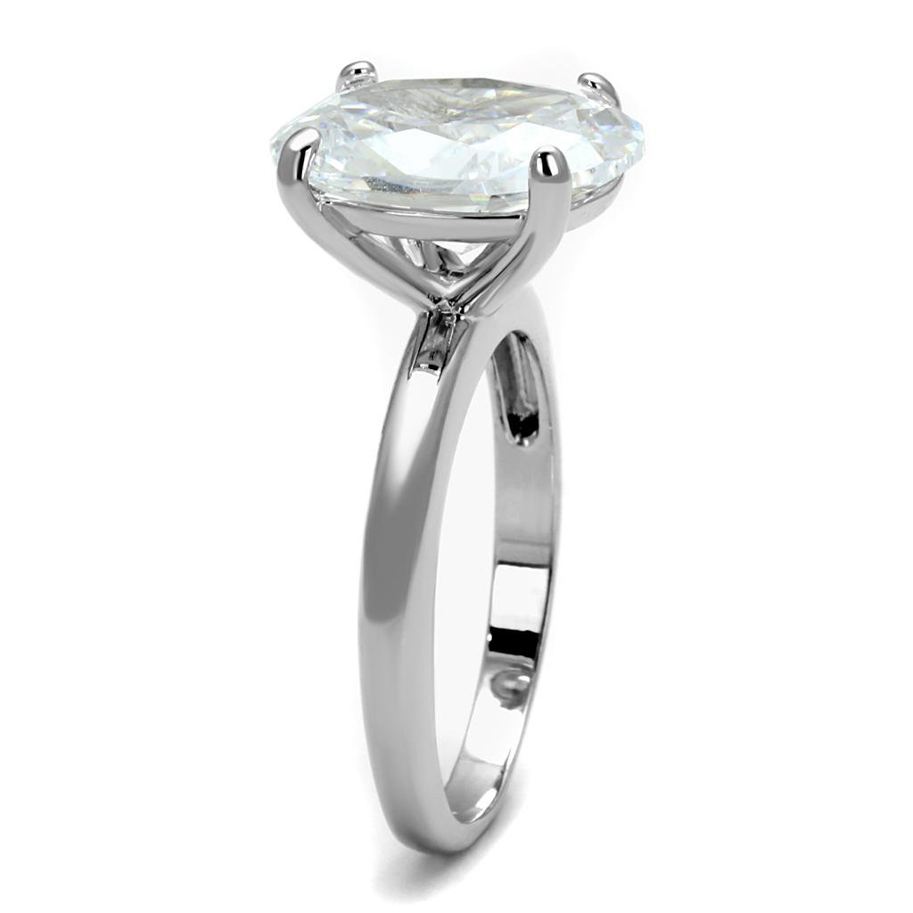 Rhodium Brass Ring with AAA Grade CZ  in Clear