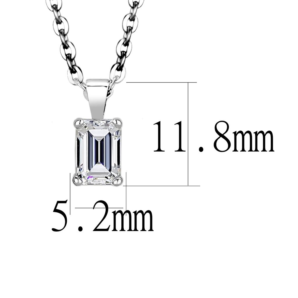 Rhodium Brass Chain Pendant with AAA Grade CZ  in Clear