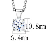 Rhodium Brass Chain Pendant with AAA Grade CZ  in Clear