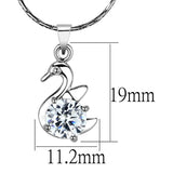 Rhodium Brass Chain Pendant with AAA Grade CZ  in Clear