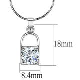 Rhodium Brass Chain Pendant with AAA Grade CZ  in Clear