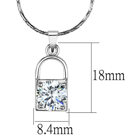 Rhodium Brass Chain Pendant with AAA Grade CZ  in Clear