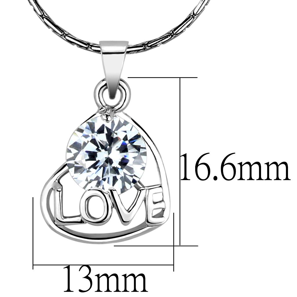 Rhodium Brass Chain Pendant with AAA Grade CZ  in Clear