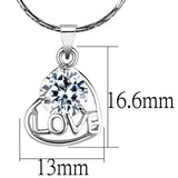 Rhodium Brass Chain Pendant with AAA Grade CZ  in Clear