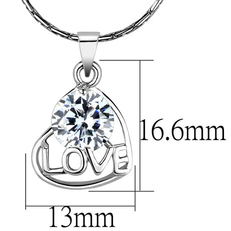 Rhodium Brass Chain Pendant with AAA Grade CZ  in Clear